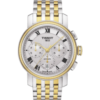 TISSOT 天梭 官方授權 Bridgeport 羅馬計時機械腕錶 母親節送禮首選-銀x雙色版/42mm T0974272203300