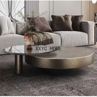 Nordic Glass Coffee Tables Simple Household Living Room Furniture Designer Coffee Table Creative Round Metal Side Tables