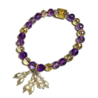 【十方佛教文物】天然珍珠&amp;紫黃晶手珠8mm(平安吉祥)