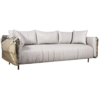 Fabric Leather Multi-Seat Sofa Italian Light Luxury Simple White Leisure 2.3 Meters Modern Villa Luxury Design
