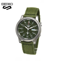 Feitianmin นาฬิกาข้อมือ SEIKO แท้,นาฬิกาควอตซ์ SNK805เขียวหน้าปัดนาฬิกาสายผ้าลำลองสปอร์ตผู้ชายแฟชั่น