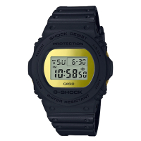 【CASIO 卡西歐】G-SHOCK 復刻經典電子男錶 樹脂錶帶 金色錶面 防水200米(DW-5700BBMB-1D)