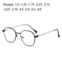 Can Custom Flat Lens Blue Ray Blocking Glasses Stylish Irregular Polygonal Frame Eyeglasses Filter Coating Thin Metal Frame