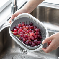 雙層洗水果洗菜藍瀝水籃客廳水果盤塑料濾水洗菜盆家用洗菜籃
