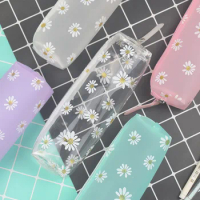 1PC NEW Daisy Pencil Case Transparent Daisy Candy Color Gift School Pencil Box Pencil Bag School Supplies Stationery