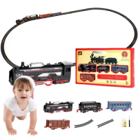 Train Sets For Boys 2-4 Rechargeable Battery DIY Train Track Set Retro Train Set With Light Educational Toys For Boys Girls