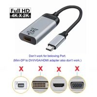 CY USB-C Type C to Mini DP Displayport Cable Adapter 4K 2K 60hz for Tablet &amp; Phone &amp; Laptop