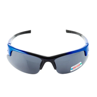【Z-POLS】帥氣半框設計質感黑藍漸層 搭載Polarized偏光運動太陽眼鏡(抗UV400 可配度數設計)