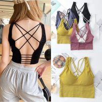 ONEFASHIONMALL BR059 Bra Sport Pakaian Wanita Model Tali Silang Tanktop BH Olahraga Wanita GYM Push 