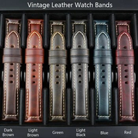 MAIKES Watch Accessories Oil Wax Leather Watch Strap 20mm 22mm 24mm Watch Band For Panerai Seiko Fossil Men Watchband