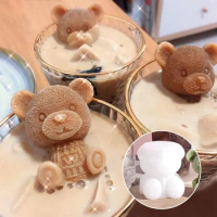 3D Teddy Bear Ice Mold Silicone Ice Maker DIY Soap Mould Ice Cream Tool For Whiskey Wine Cocktail Coffee Juice Cake Decoration