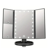 22 LED Light Makeup Mirror 1/2/3X Magnifying Foldable Vanity 180 Rotation Adjustable Stepless Dimmer Cosmetic Table Mirrors