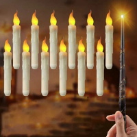 12Piece Floating Candles With Magic Wand LED Flameless Candle Taper Candles For Christmas Party