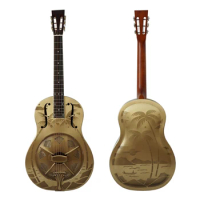 Aiersi Brand Hawaiian tree Palms Vintage Bell Brass Resonator Guitar With Free guitar case and strap