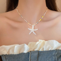 Mùa hè Hạt Gạo sao biển Vòng cổ đính hạt sao biển Dòng biển bãi biển Hình dạng không đều Vòng Cổ Cho