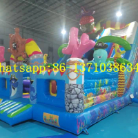 Commercial Rental Large Inflatable Pirate Castle Trampoline Slide Combo