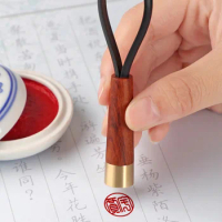 12mm Round Seals with Keychain Inkpad Box Custom Chinese Name Stamp Wood Copper Metal Sealing Teacher Friend Calligraphy gifts