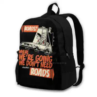 Roads Teen College Student Backpack Laptop Travel Bags Back To The Future Back To The Future Cartoon Caricature Retro Geek