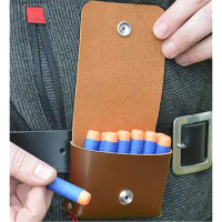 Steampunk Leather Nerf Ammo Pouch Holder Kit Round Matrix Dart Storage Container Game Ammunition Bullet Box Gun Pistol Cartridge