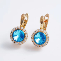 11.11 Ladies' Clip Earrings made with Crystals from Austria for Female Party Jewelry Trending Round Studs Earings Christmas Gift