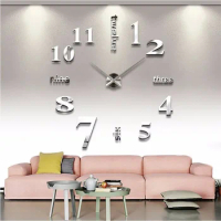 New DIY Large Wall Clock Quartz Needle Watch Acrylic Letter Mirror Stickers Living Room Game Room Home Decor Europe horloge