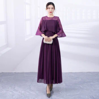 Purple Mother of The Bride Dress Plus Size Chiffon Gorgeous Formal Wedding Party Gown For Mum