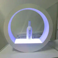 Custom Manufacturing Acrylic Round Liquor Bottle Glorifier Display Stand VIP Service Presenter with Illuminated Circle Ring
