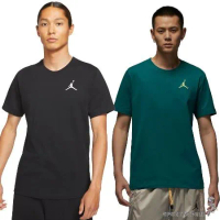 Nike Jordan 男裝 短袖上衣 純棉 刺繡 黑/藍綠 DC7486-010/DC7486-318