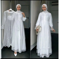 Tazkia Gamis Muslim Gamis Tutu Tille Bordir Busui Friendly Kancing Depan Dress Wanita Dress Lebaran