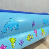 Kolam Karet Aquatic Anak Rectangular 2 Ring C001 / Kolam Renang Anak Kolam+Bola50+Lem BIRU