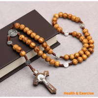 [พร้อมส่ง] Handmade Wooden Rosary Necklace Catholic ✝️ Wooden Rosary Necklace Catholic Wood Beads Cr