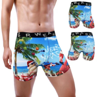 Sexy Men Underwear Boxershorts Fashion Man Underpants Panties Print Men Innerwear Seaside Tight Quick Drying 3D Print Boxer