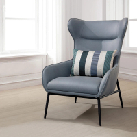 【BODEN】薇塔藍色皮革造型休閒單人椅/沙發椅/設計款餐椅/商務洽談椅/房間椅/會客椅