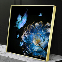 藍色妖姬鉆石畫新款簡約客廳玫瑰花十字繡鉆石繡小幅客廳蝴蝶