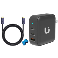 【UKKO】GaN III 140W 氮化鎵急速充電器-黑 贈PD 140W Type-C 充電線 1m(GaN USB-C/USB 2C1A PD快充)