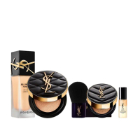 【YSL】官方直營 菱格紋恆久完美霧光底妝組(午夜粉底25ml+菱格限定皮革氣墊12g)