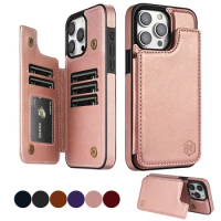Wallet Solid Color Magnetic Double Buckle RFID Blocking Card Leather Case For iPhone 15 Pro Max 14 Plus 13 12 11 XR XS SE 2 8 7
