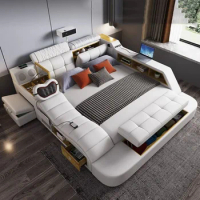 Storage Modern White Double Bed Headboard King Size Platform Twin Bed Frame Multifunctional Sleeping Camas Home Furnitures