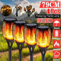 Lampu Dekorasi Taman Luar Ruangan Tenaga Surya Lampu Hias Obor Taman 96 LED Solar Flame Light