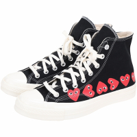 川久保玲 COMME des GARCONS PLAY x Converse聯名 大眼愛心黑色高筒帆布休閒鞋(男女通用)
