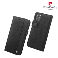 法國皮爾卡登 iPhone 11 Pro真皮側翻磁扣式卡袋款手機皮套