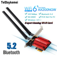 WiFi 6 3000Mbps Bluetooth 5.2 PCIe Wireless Adapter Intel AX200 Wifi Card Dual Band 2.4G/5Ghz 802.11ax/ac For PC Desktop