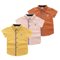 Summer Korean Style New Children's Soft Shirt Solid Color Pocket 0-5 Years Old Shirt Korean Style Ba