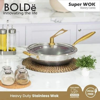 BOLDe Kitchenmaster Super Wok 32 cm Honeycomb Stainless 304 Anti Baret
