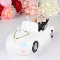 Just Married Waving in Car Couple Bride Groom Wedding Cake Topper Wedding Decoration