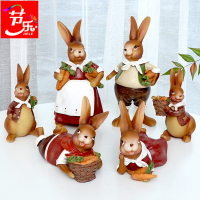 復活節裝飾彩蛋兔子裝飾品擺件溫馨可愛兔子創意辦公桌客廳擺件