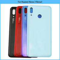 10PCS New For Huawei Nova 3 Battery Back Cover Rear Door 3D Glass Panel For Huawei Nova3 Battery Housing Case Adhesive Replace