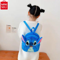 MINISO Disney Cartoon Cute Stitch Plush Student Campus Sweet Storage Backpack Children's Backpack
