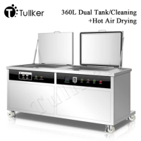 Dual Tanks 360L Industry Ultrasonic Cleaner Rinse Dry Equipment Metal Parts Engine Mould Oil Dust Rust Remove Ultrasound Machine