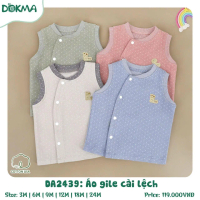 [1-24m] Áo gile cài lệch cho bé, áo gile cotton nỉ Dokma DA2439
